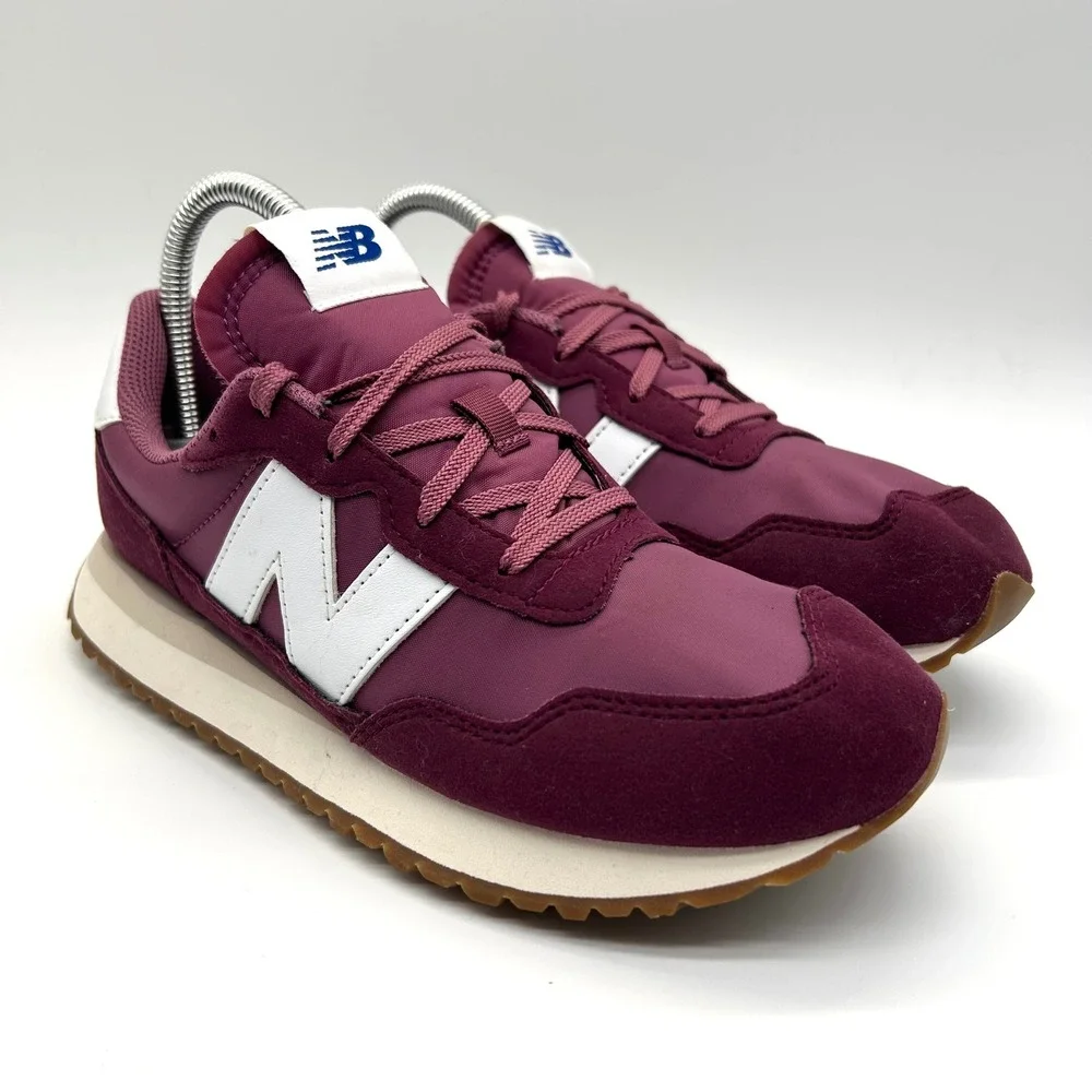 New‎ Balance 237 Shoes Big Kids 6 Burgundy White Suede Retro Sneakers Gum Sole